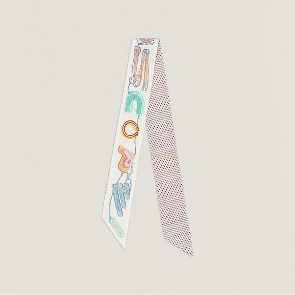 HERMES • Chevaloscope Pointille Twilly 100 % silk NIB with tags - Picture 3 of 9